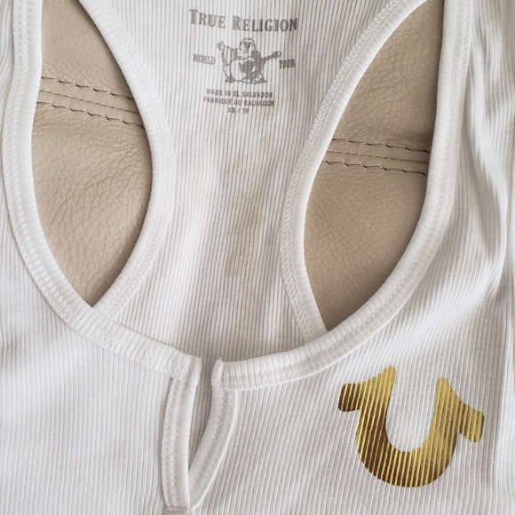 TRUE RELIGION SEXY WHITE RACERBACK TANK NWT XS - Picture 6 of 8